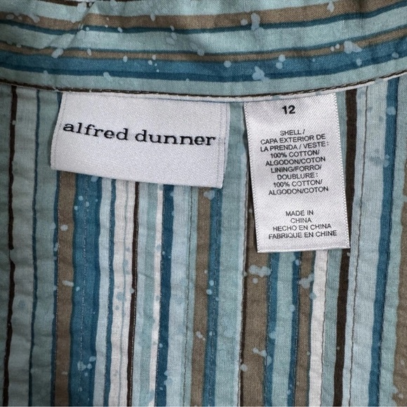 Alfred Dunner Lightweight Blue & Brown Floral Striped Quilted Jacket Size 12 - Picture 6 of 7